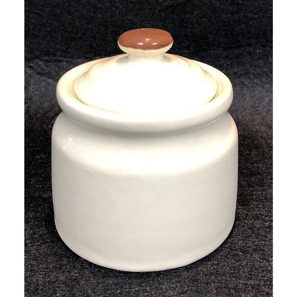 Mid Century Modern Provincial by Home Concepts Stoneware Condiment Jar With Lid - Picture 3 of 8
